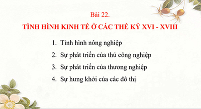 Bài 22: Tình hình kinh tế ở các thế kỉ XVI-XVIII.