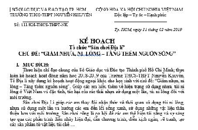 Kế hoạch tổ chức sân chơi Địa lý